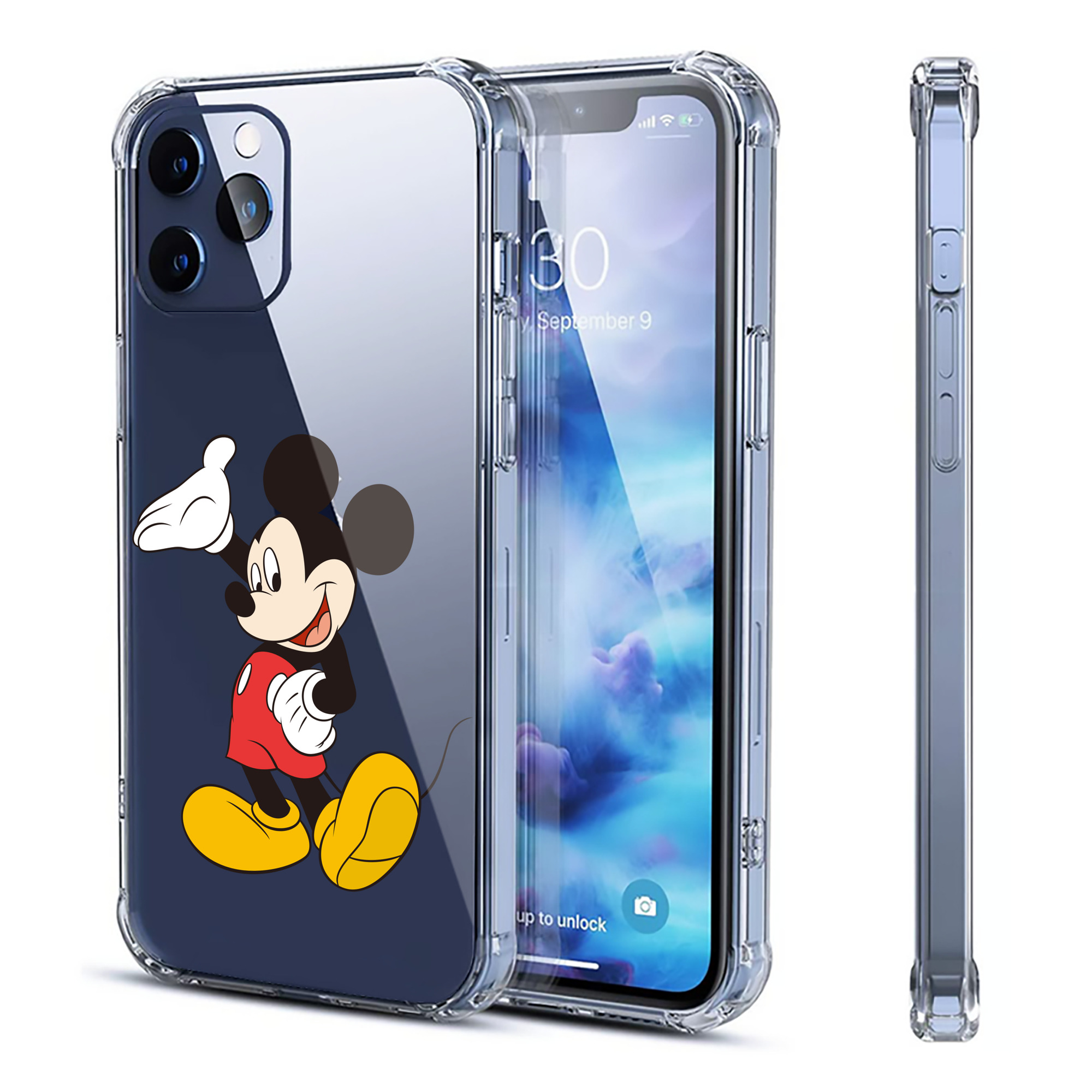 （画像用） ミッキーマウス Mickey Mouse 【iPhone 12シリーズ対応】透明スマホケース（クリアソフトケース）